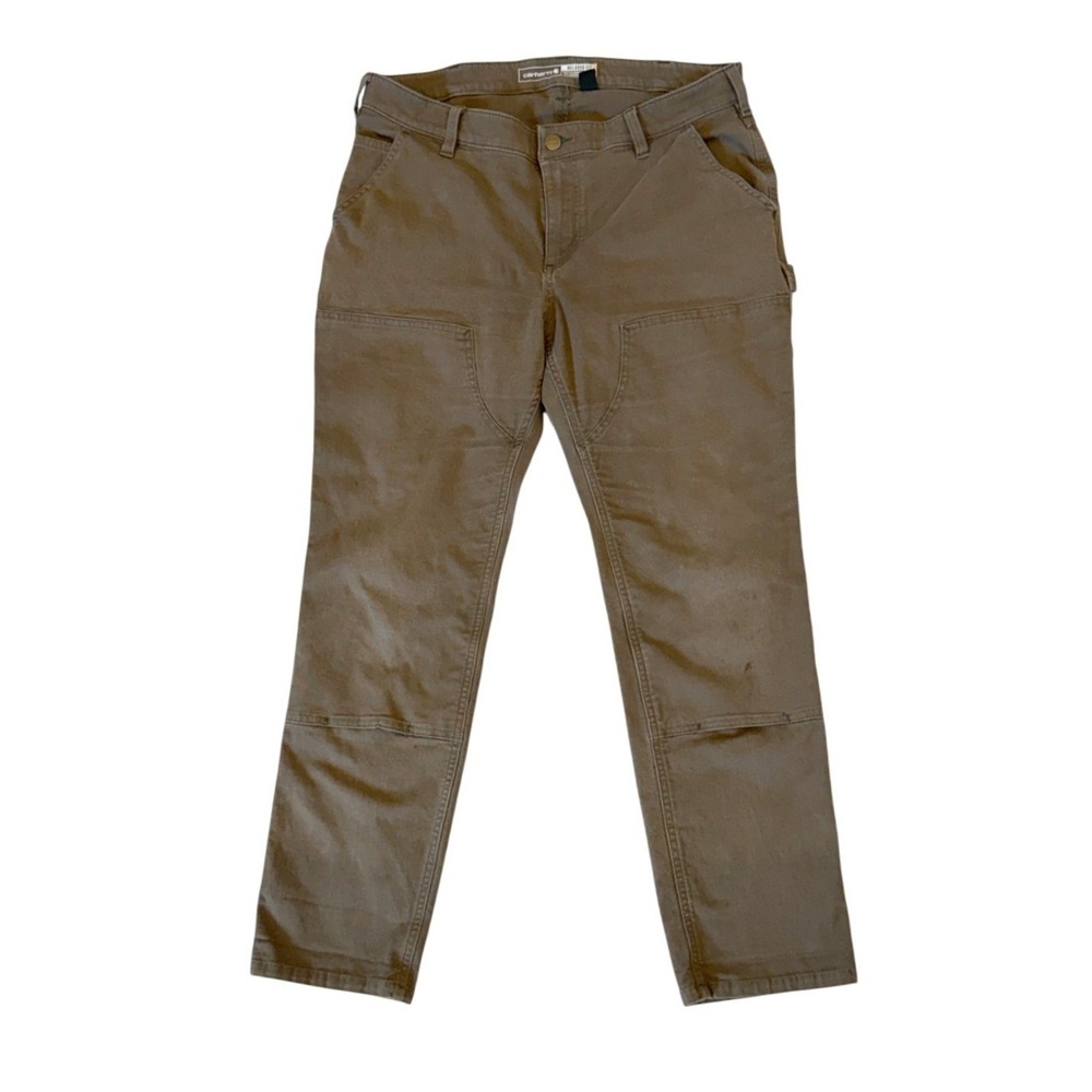 Carhartt Womens 12 Short Green Rugged Flex Relaxed Fit Double-Front Work Pants